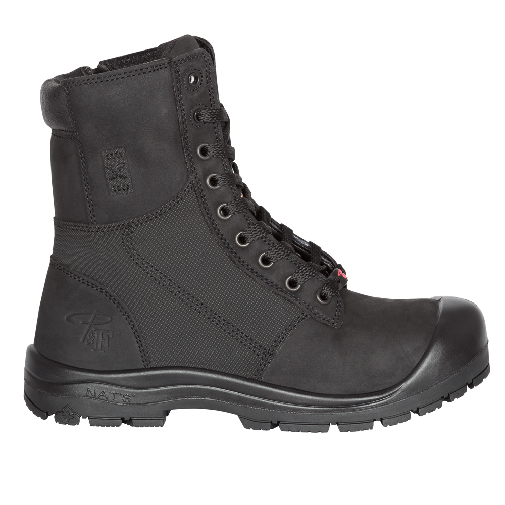 PF368 bottes de travail 8" en cuir, cap en acier pour femme, noir