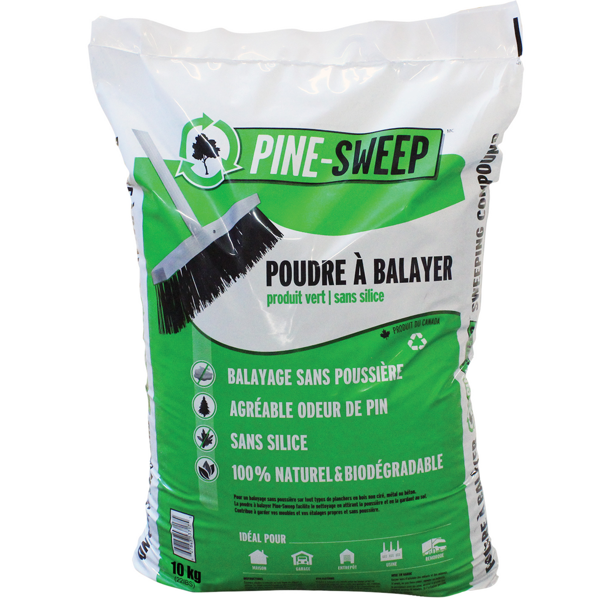 Composé de balayage biodégradable Pine Sweep, sac, 22 lb (10 kg)