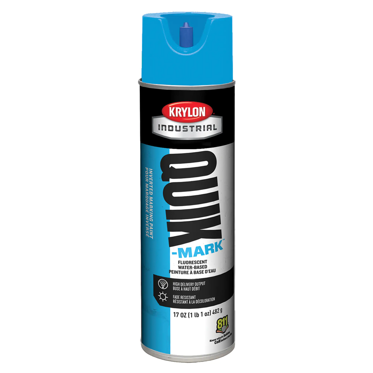 Peinture de marquage industrielle inversée à base d'eau Quik-Mark, 17 oz, canette aérosol, bleu