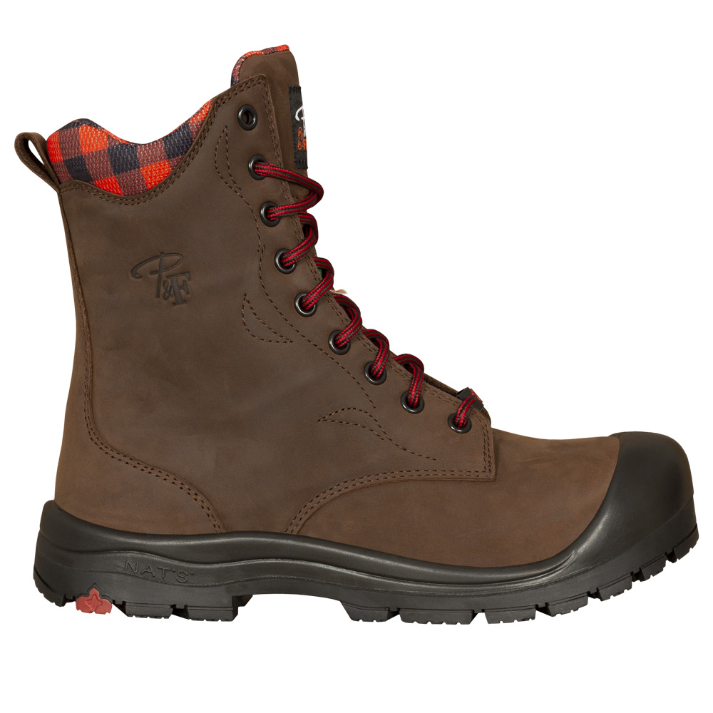 PF358, brun, bottes de travail 8" en cuir, cap en acier pour femme