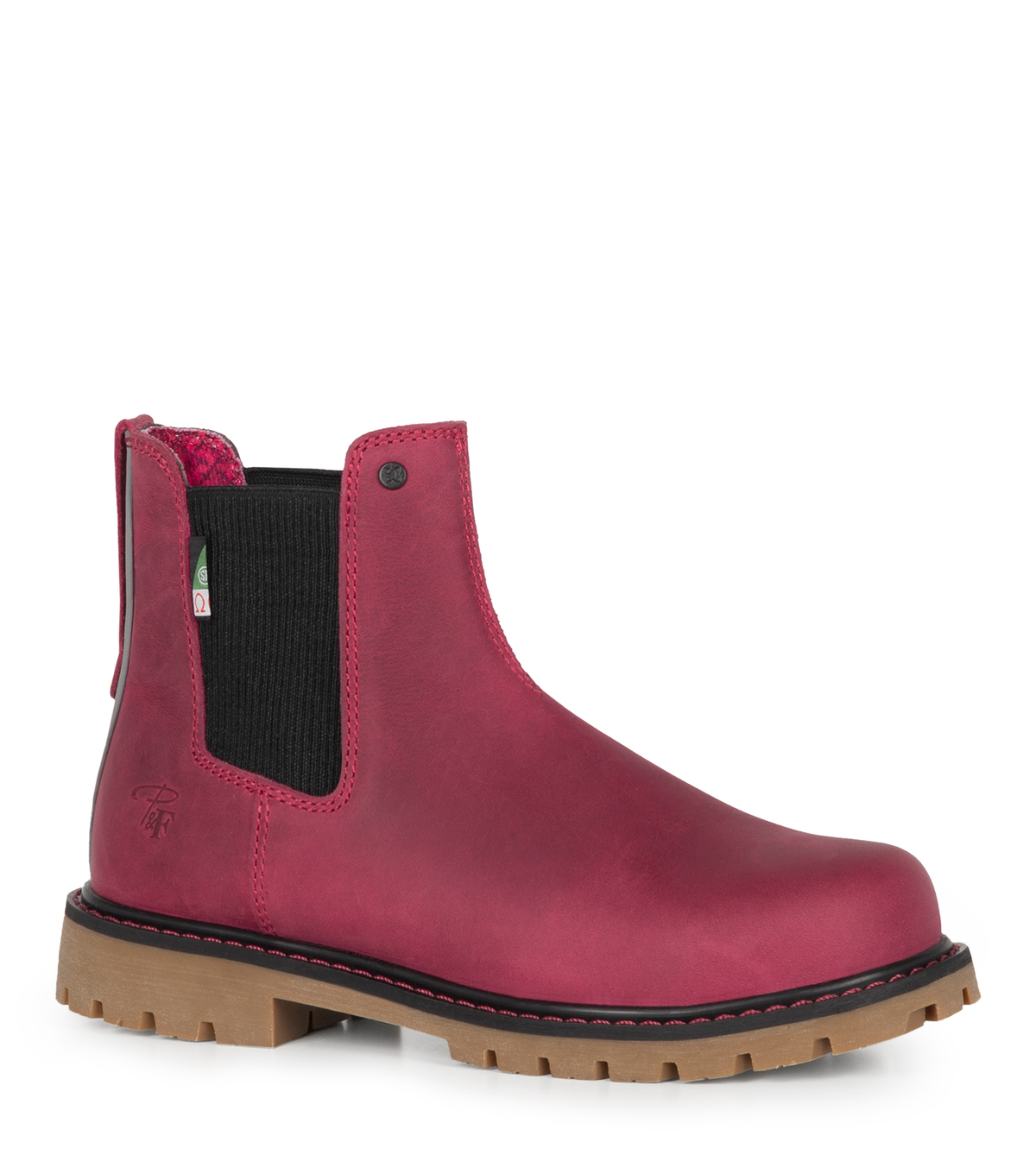 PF6008 Framboise, bottes de travail 6" en cuir, cap en acier pour femme