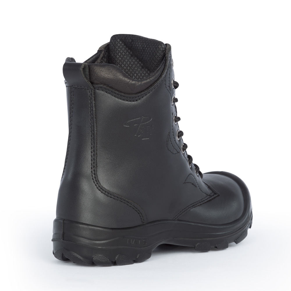 S552, noir, bottes de travail 8" en cuir, cap en acier pour femme