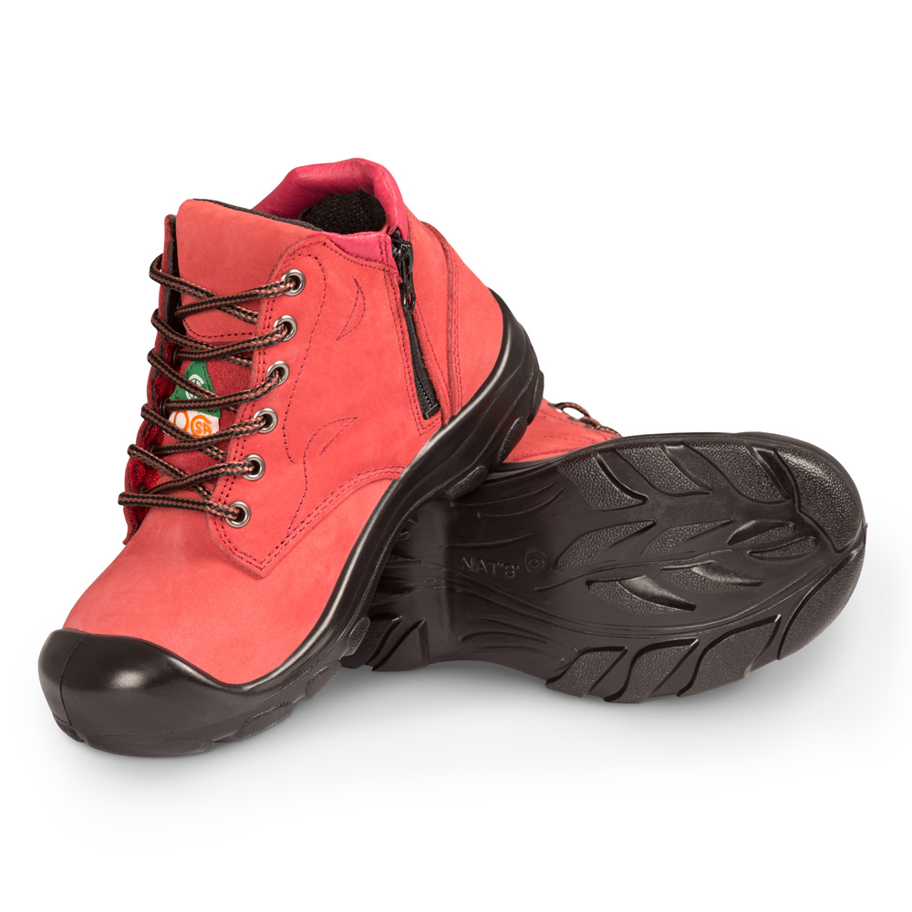 S556 Rouge, bottes de travail 6" en cuir nubuck, cap en acier pour femme