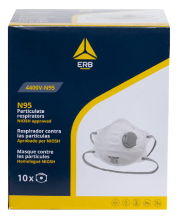 Boite de 10 masques avec valve contre les particules N95