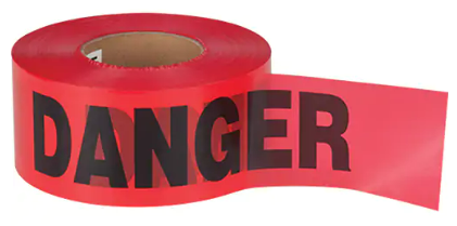 Ruban pour barricade «Danger», Bilingue, 3" la x 1000' lo, 1.5 mil, Noir/rouge