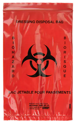 Paquet de 25 sacs déchets biorisque infectieux 9''x 6''