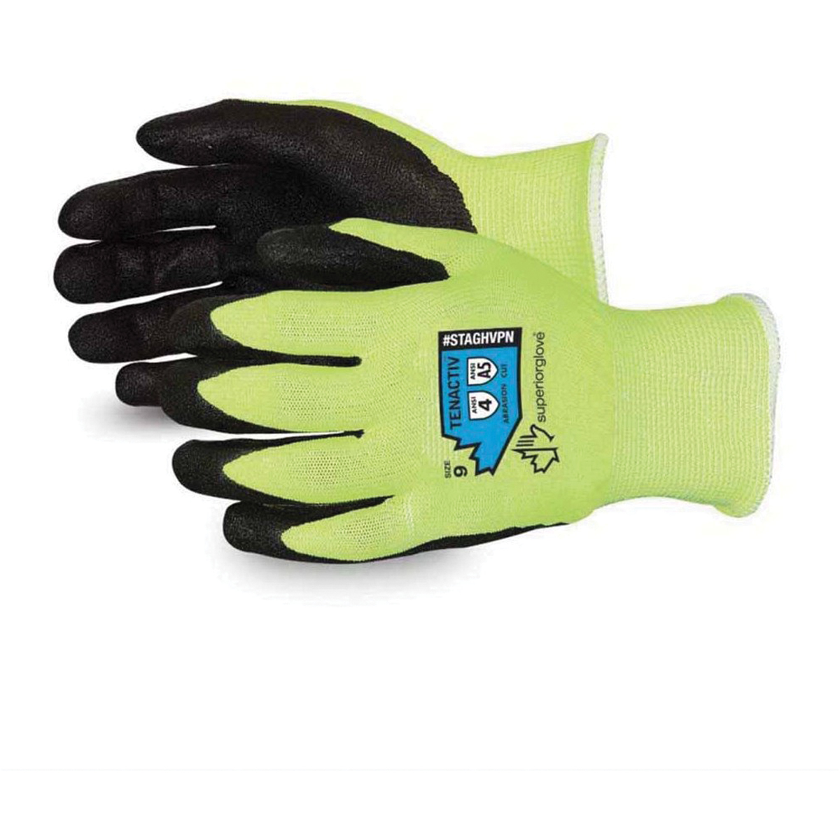 Gants haute visibilité résistants aux coupures, calibre 18, revêtement nitrile, ASTM ANSI niveau A4