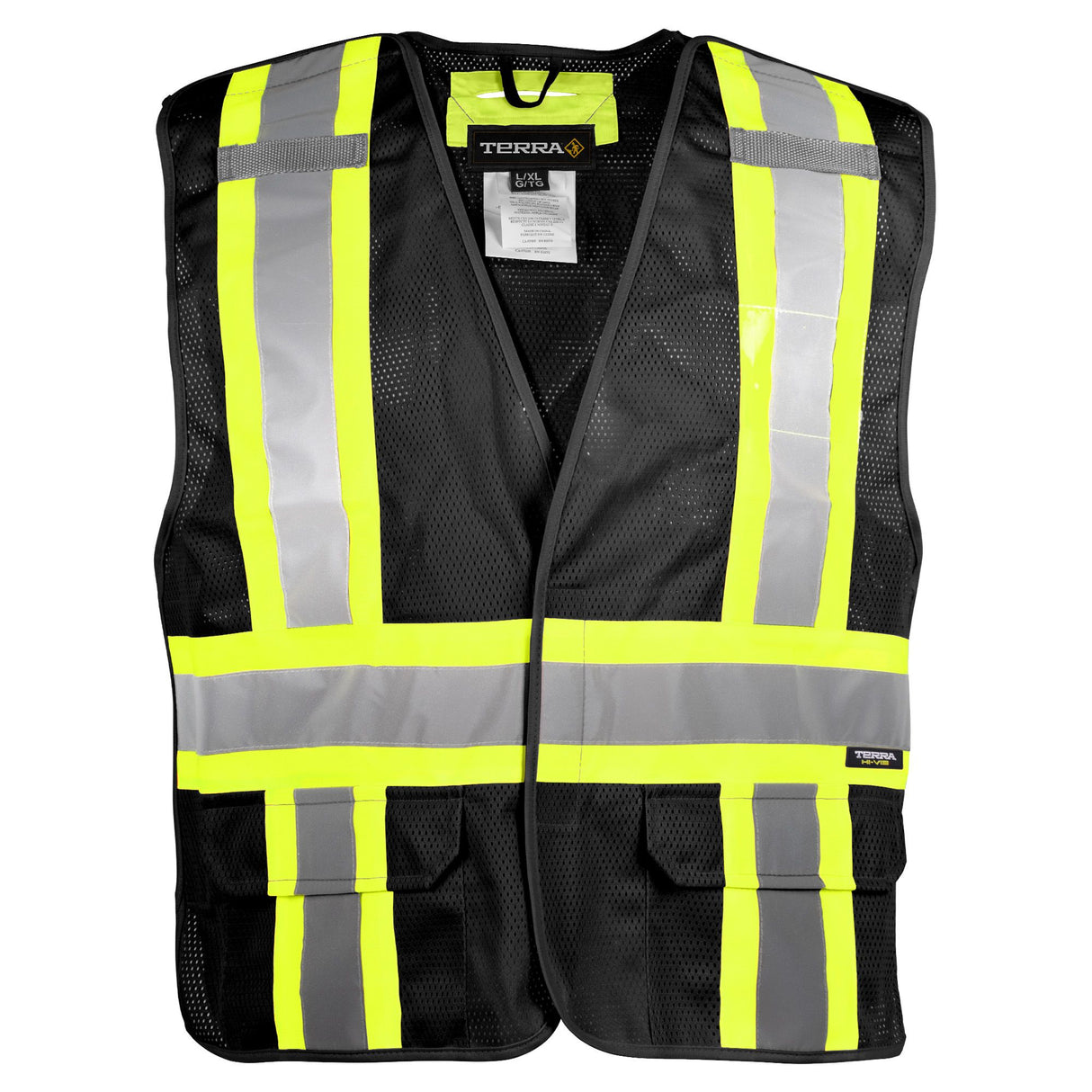 Veste en maille ajourées détachable en 5 points, haute visibilité, noir