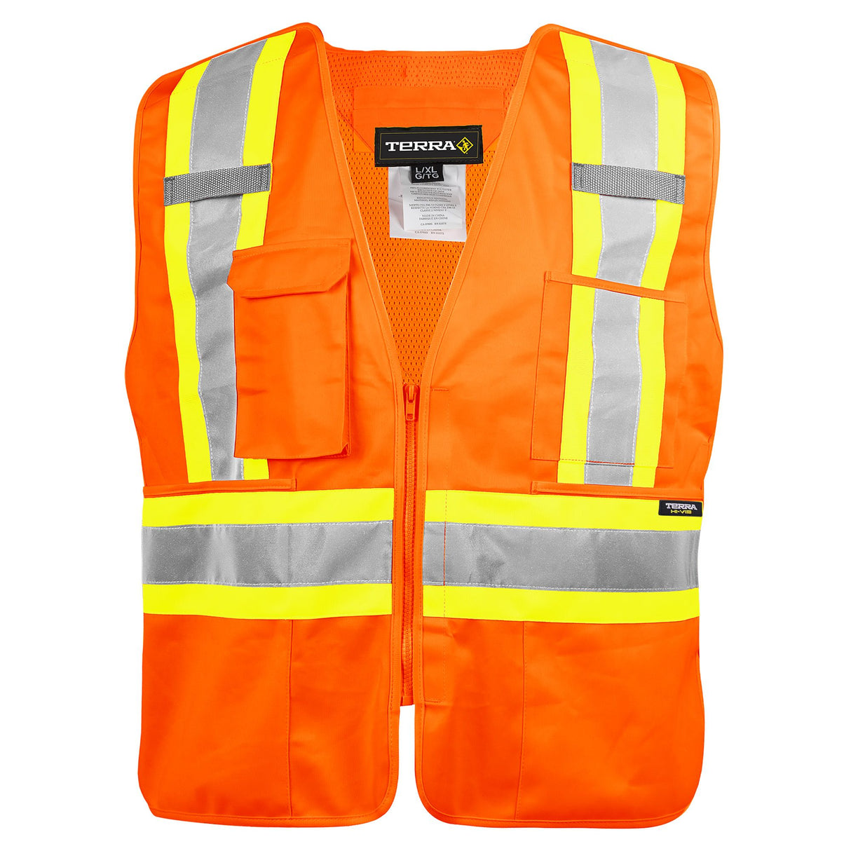 Veste détachable en 5 points haute visibilité avec fermeture à glissière