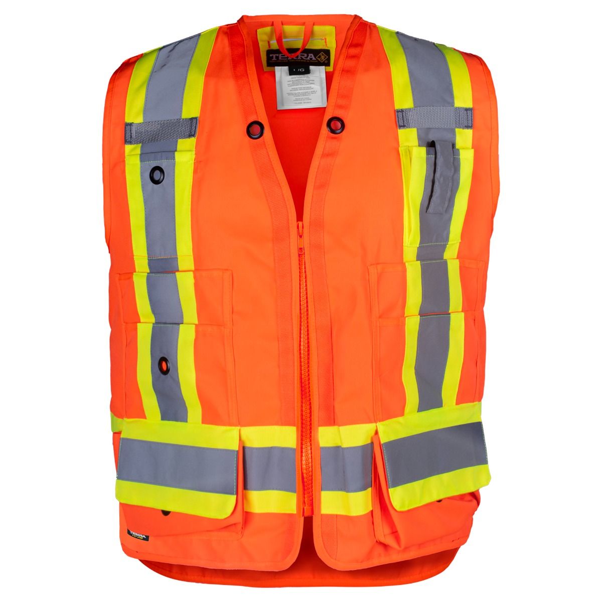 Veste d'arpenteur haute visibilité avec fermeture éclair, Orange