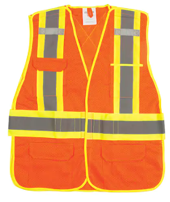 Veste d'arpenteur haute visibilité, conforme à la CSA, Orange haute visibilité, Polyester