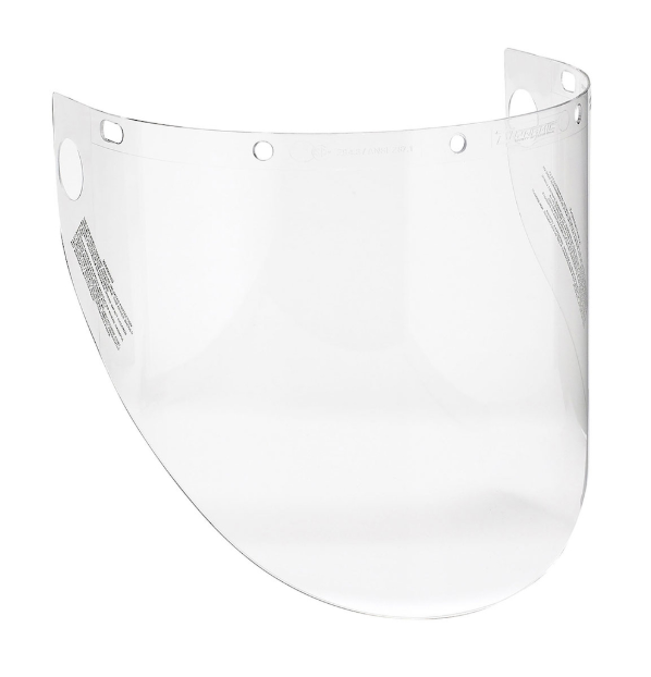 Visière de sécurité en polycarbonate asphérique - épaisseur de 0,06"