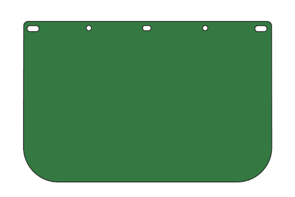 Visière de sécurité universelle en polycarbonate vert- épaisseur 0,04po