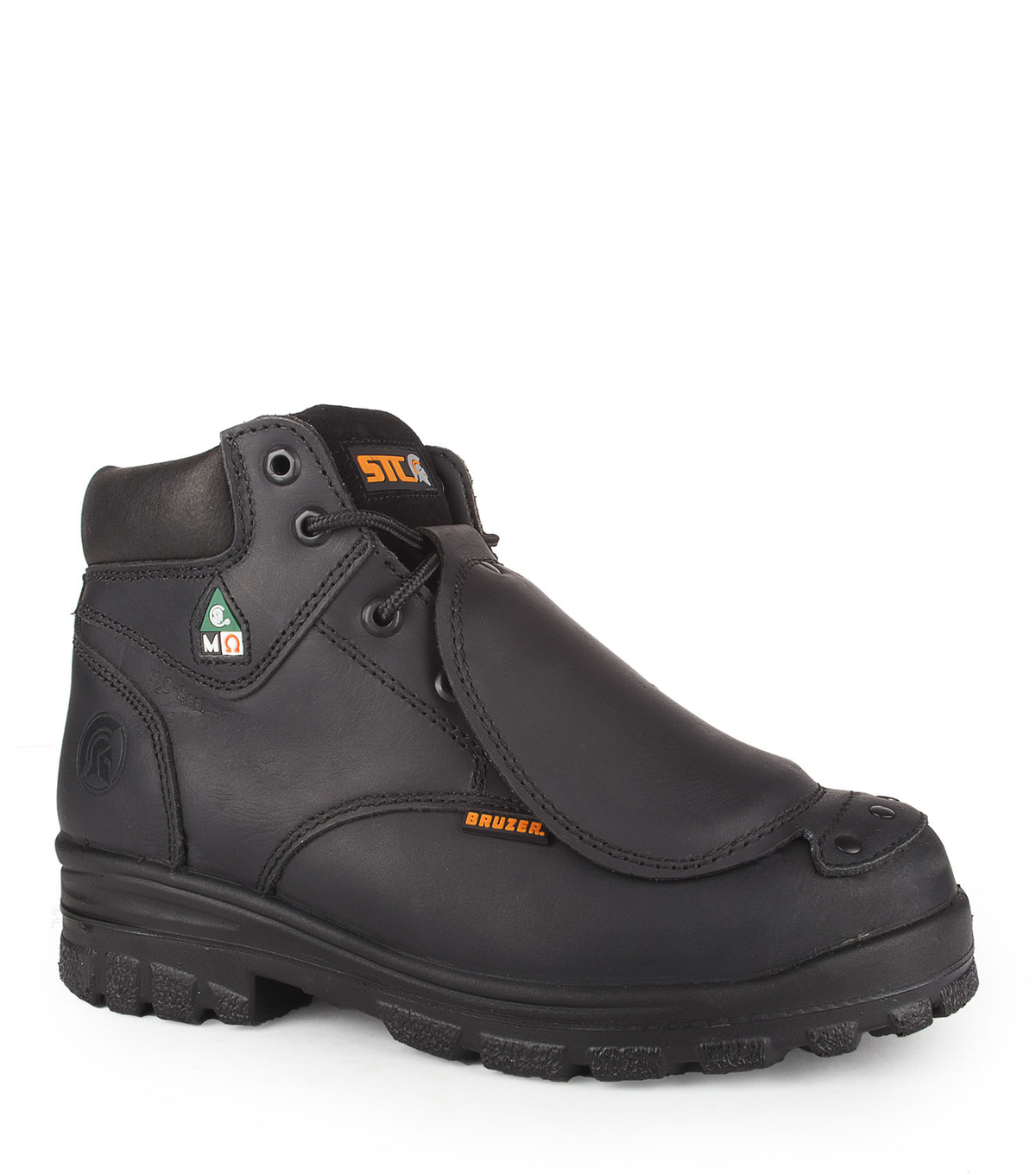 Press, noir, bottes  de travail 6'' en cuir, protection métatarsienne