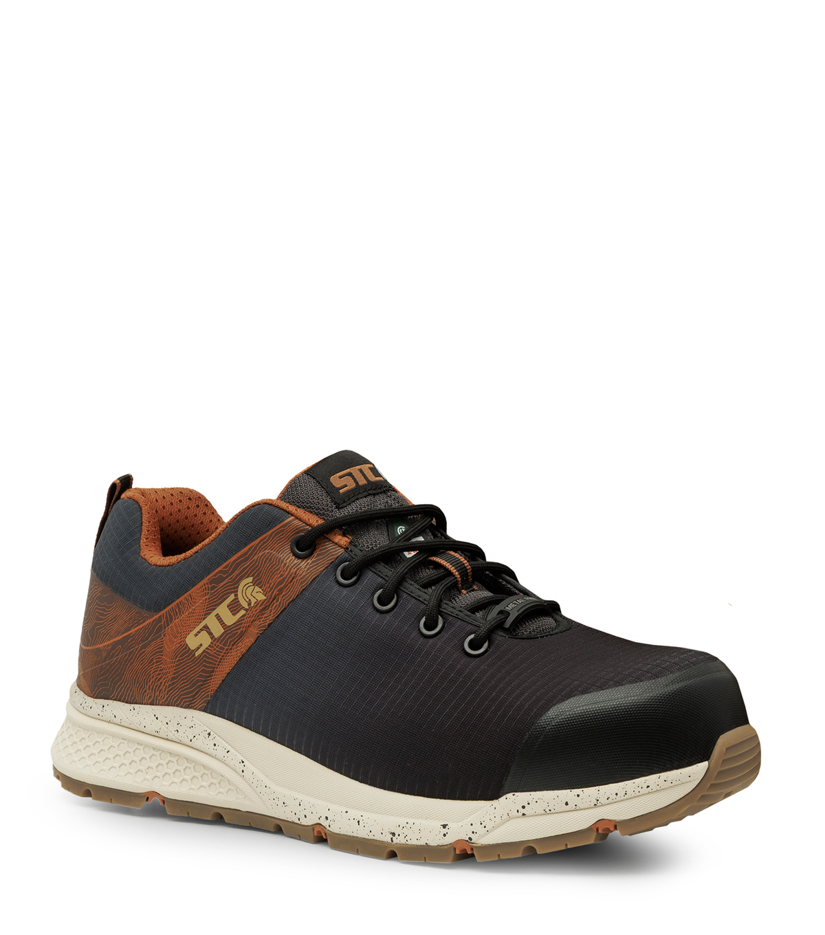 Trainer, noir et marron, souliers de travail athlétiques sans métal