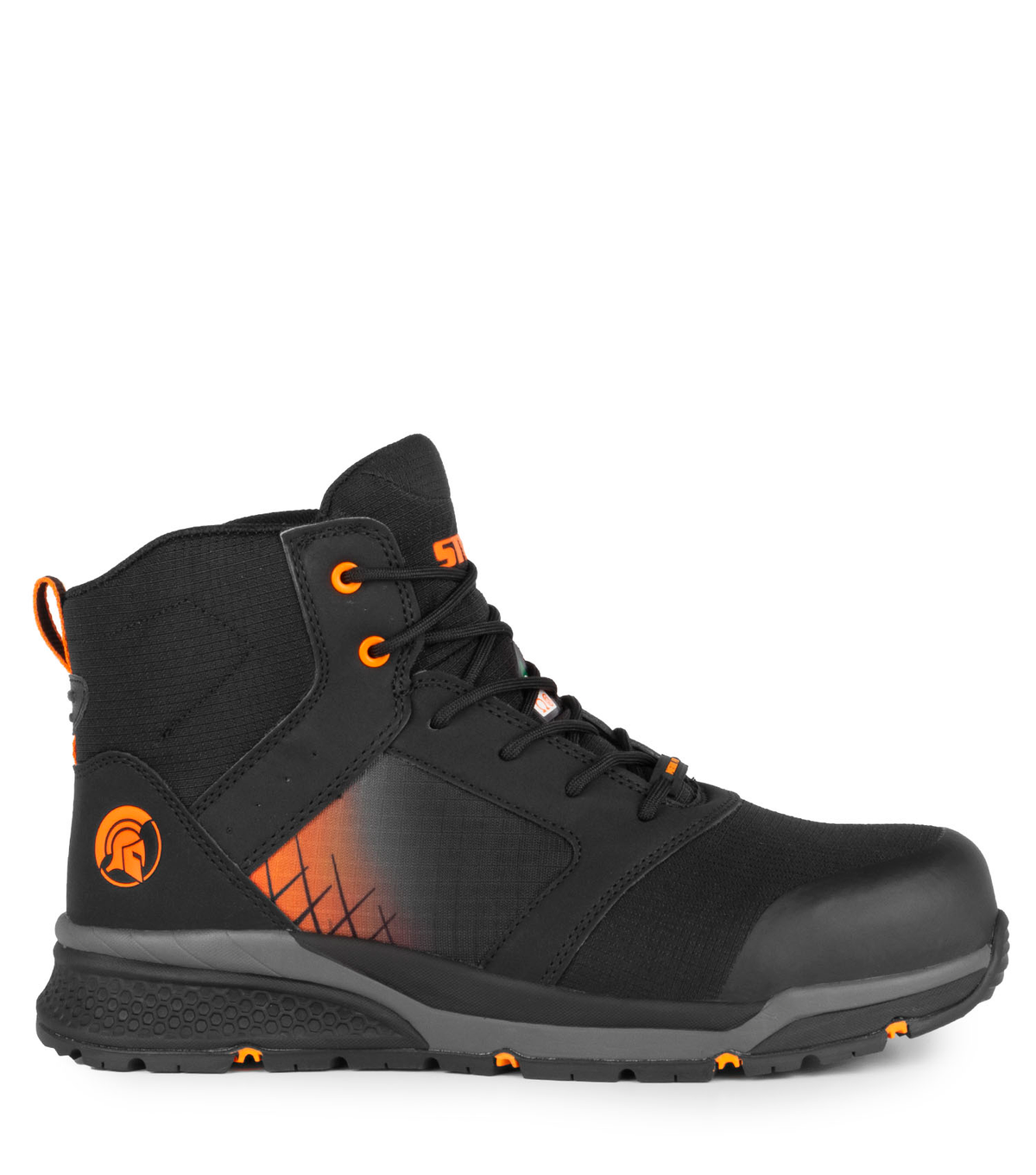 Trainer6, noir et orange, souliers de travail athlétiques 6'' légers