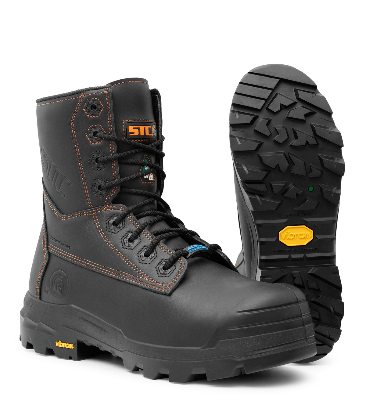 Metpro Flex, noir, bottes  de travail 8'' en cuir, protection métatar