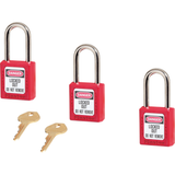Boite de 3 cadenas Zenex série 410, cadenas de sécurité, clés identiques, thermoplastique, largeur de 1-1/2", noir