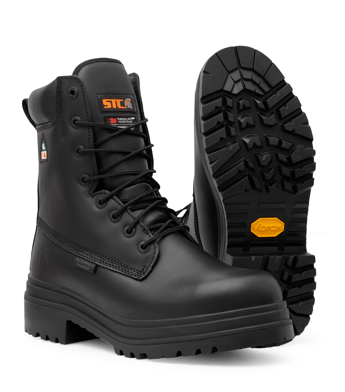 Alertz, noir, bottes  de travail 8'' imperméables cuir , Vibram TC4+