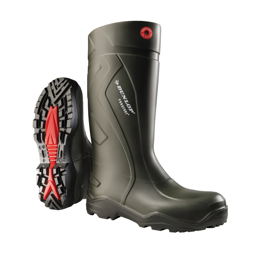 Purofort+ vert, bottes  de pluie imperméables 15'' en PU isolées