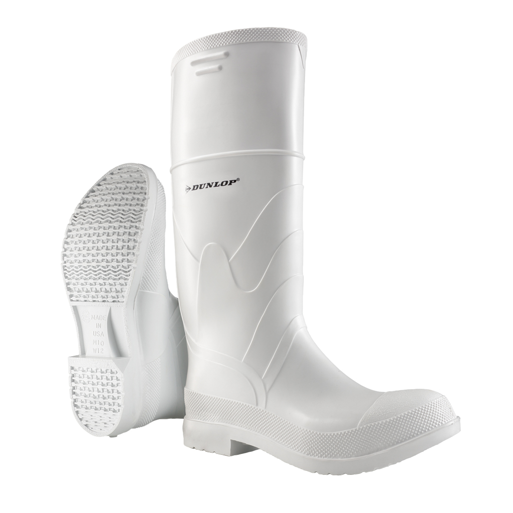 White PVC Steel Toe blanc, bottes  de travail imperméables 16'' en PVC