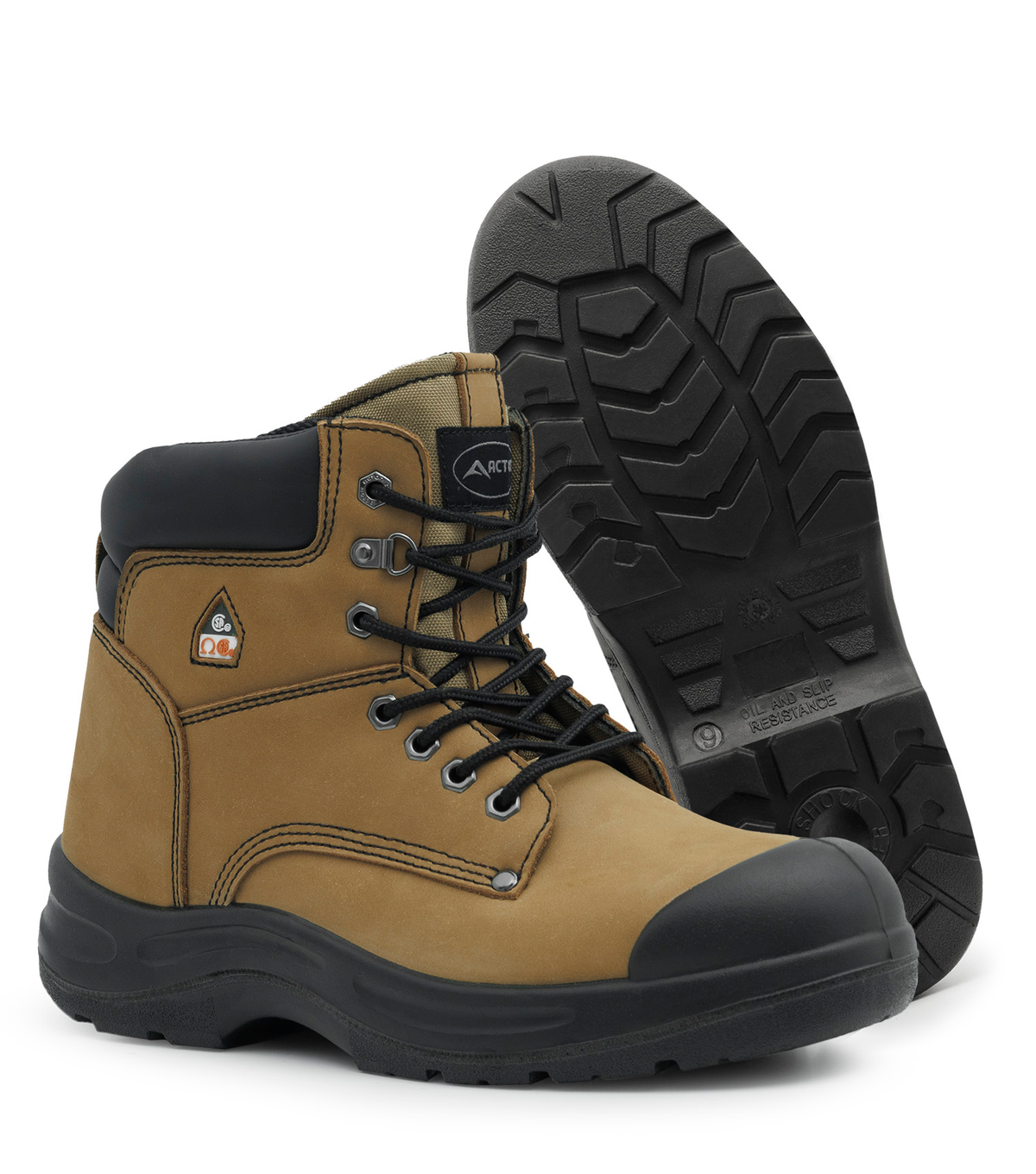 Protect6, tan, bottes  de travail 6" en cuir