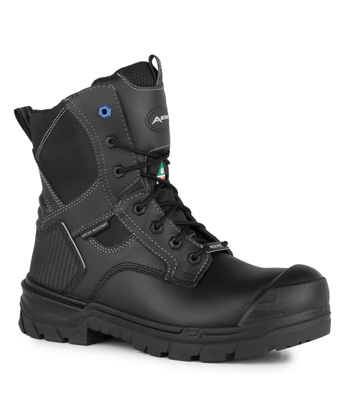 G3O, noir, bottes de travail 8" en cuir, semelle antidérapante
