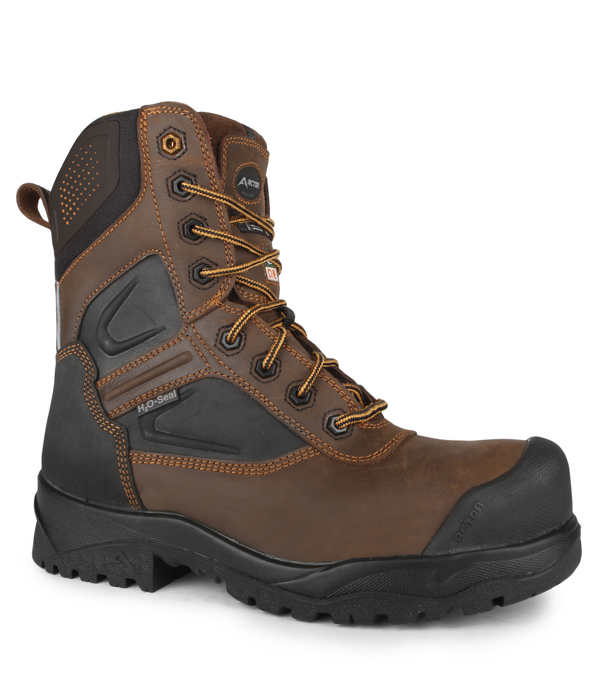 Thor, brun, bottes de travail 8" en cuir, semelle antidérapante