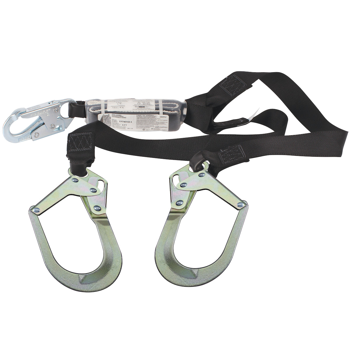 Dyna-ONE Polyester fixe et continu Y-Lanyard avec absorbeur d'énergie, crochet d'accrochage et connecteurs de crochet de barres d'armature
