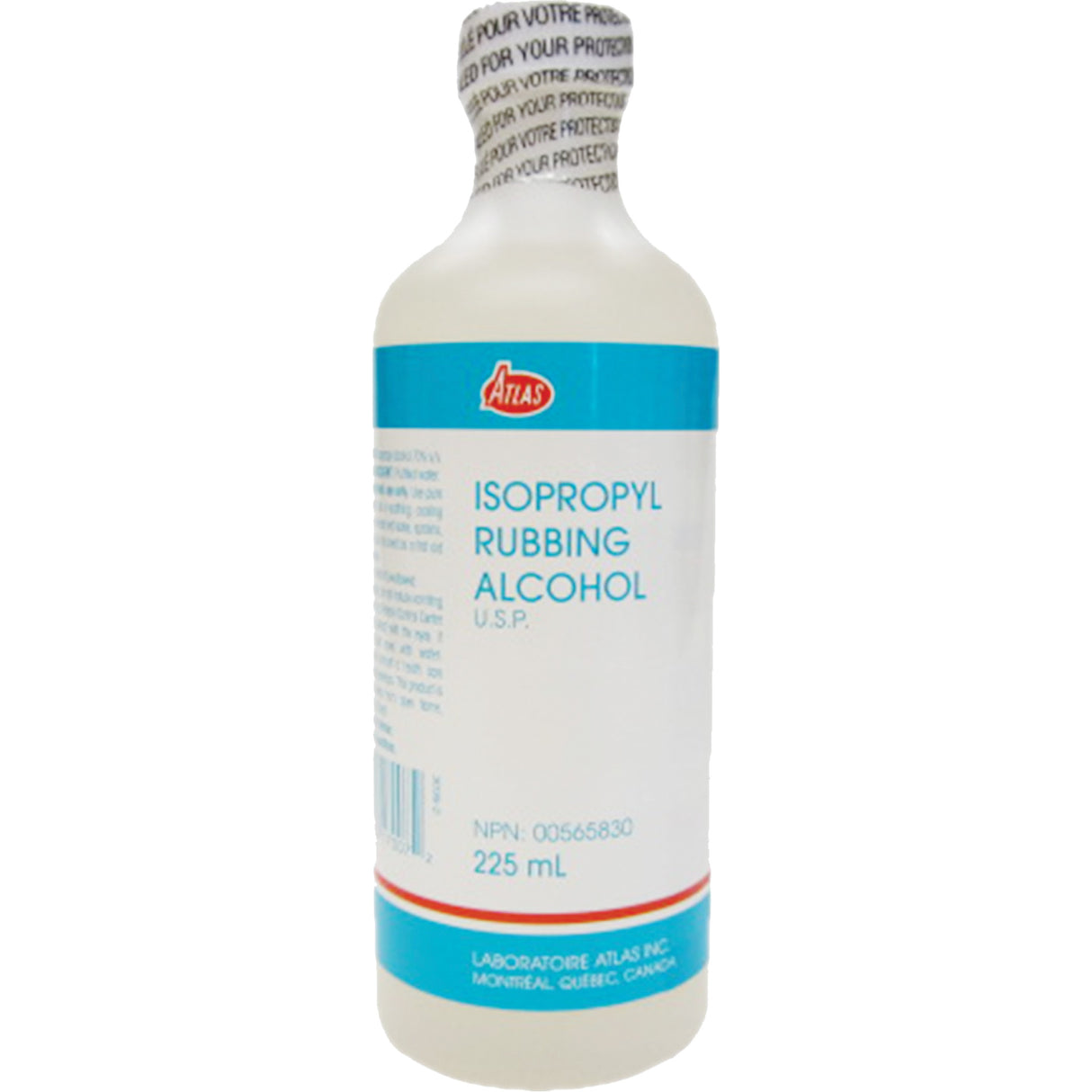 Alcool à friction isopropylique, liquide, antiseptique, 225ml