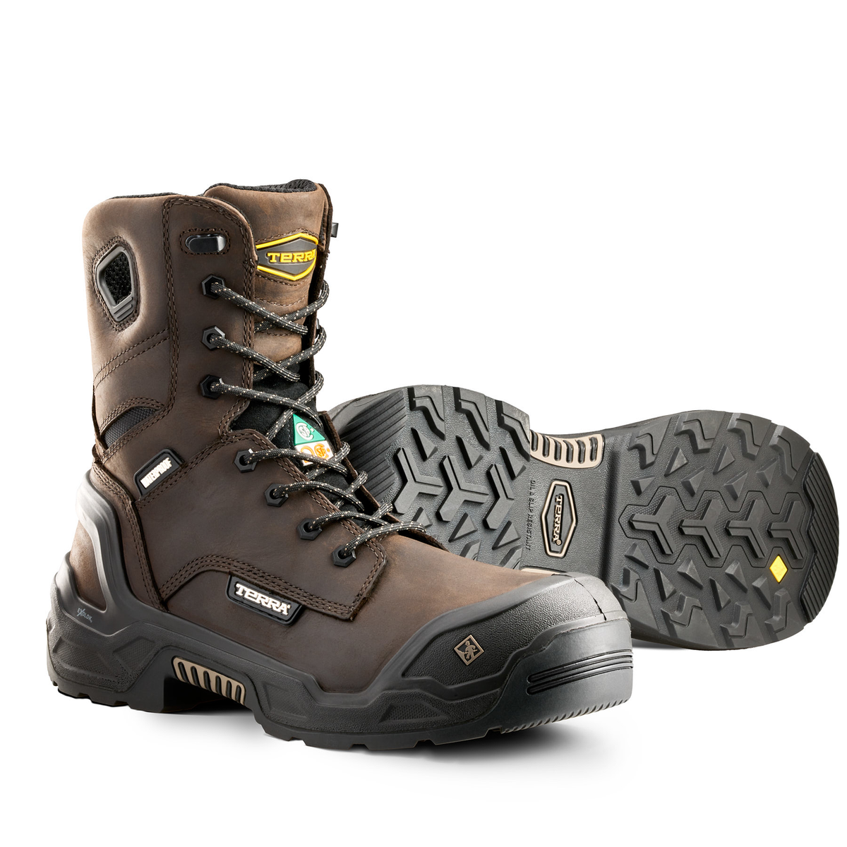 Bottes de travail imperméable Terra Exile 25 de 8 po pour hommes avec embout en composite, brun
