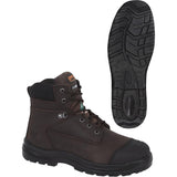 1026 Bottes de travail 6" marron, cuir, embout acier, taille 8