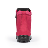 S558 Framboise, bottes  de travail 8" en cuir nubuck, cap en acier pour femme
