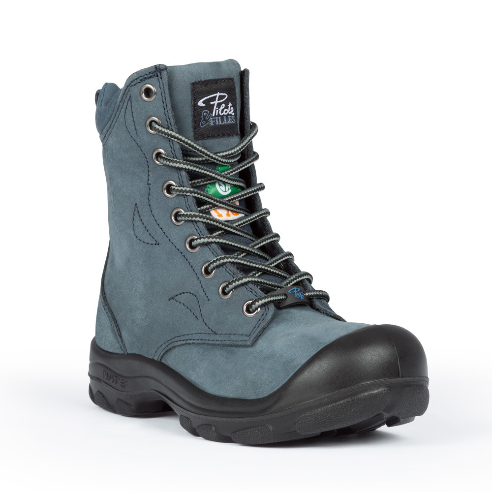S558 Marine, bottes  de travail 8" en cuir nubuck, cap en acier pour femme