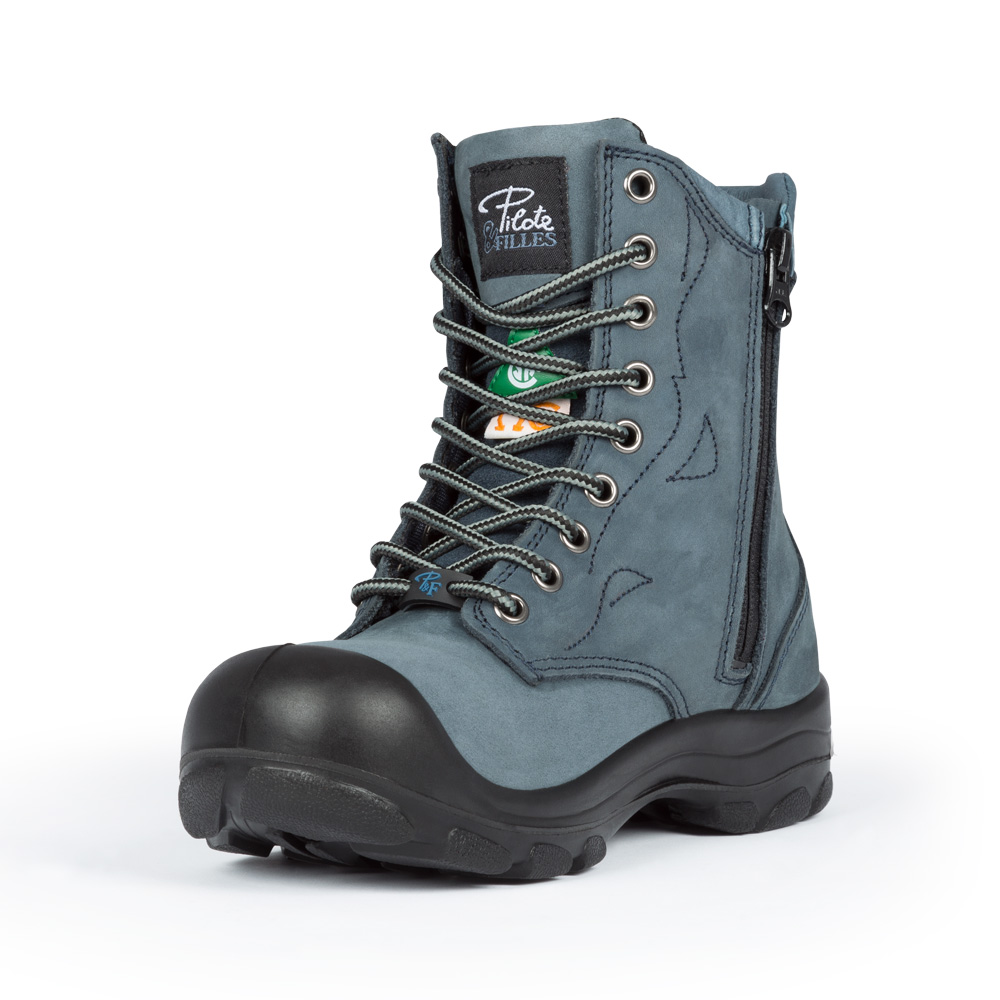 S558 Marine, bottes  de travail 8" en cuir nubuck, cap en acier pour femme