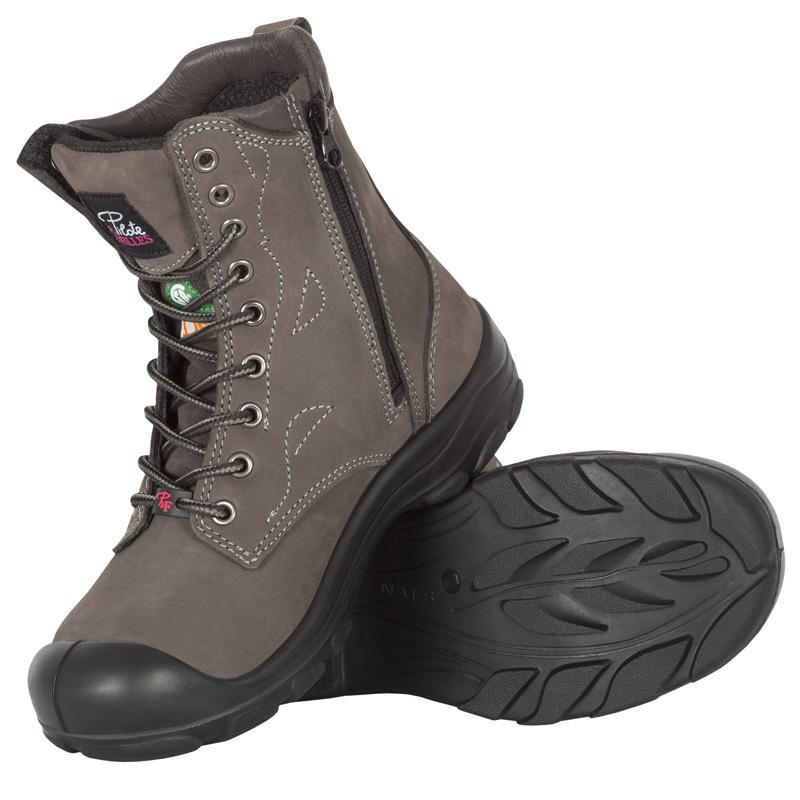 S558 Charcoal, bottes  de travail 8" en cuir nubuck, cap en acier pour femme