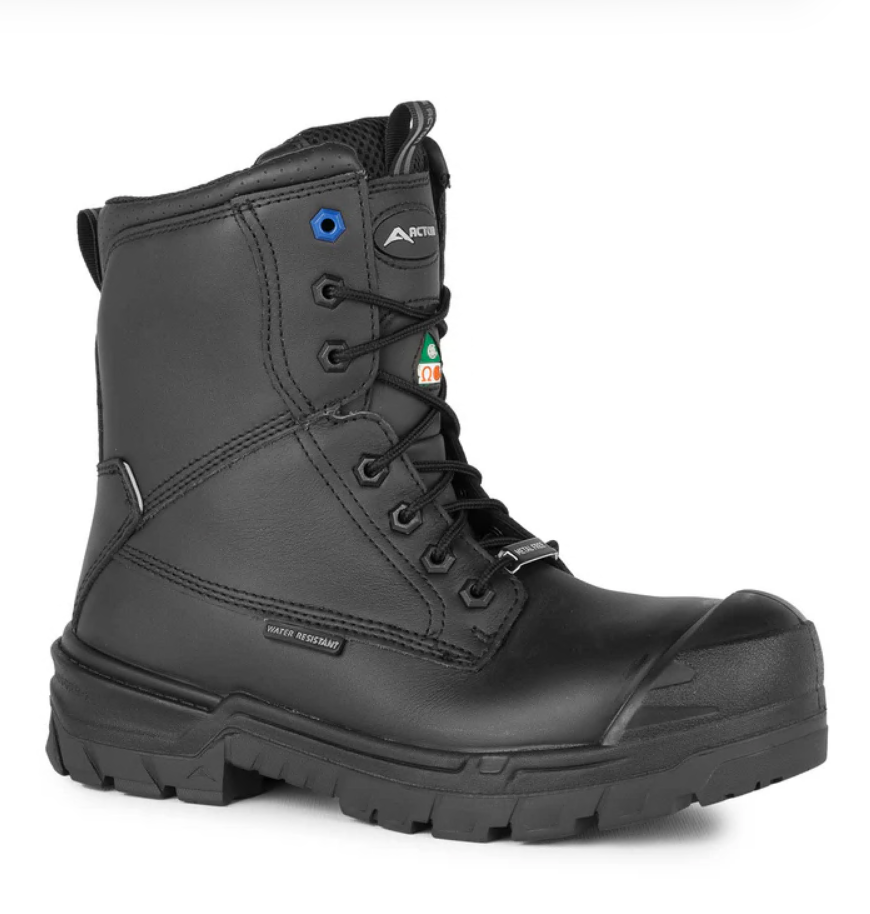 G3M, Noir, Bottes de travail 8" en cuir, semelle antidérapante