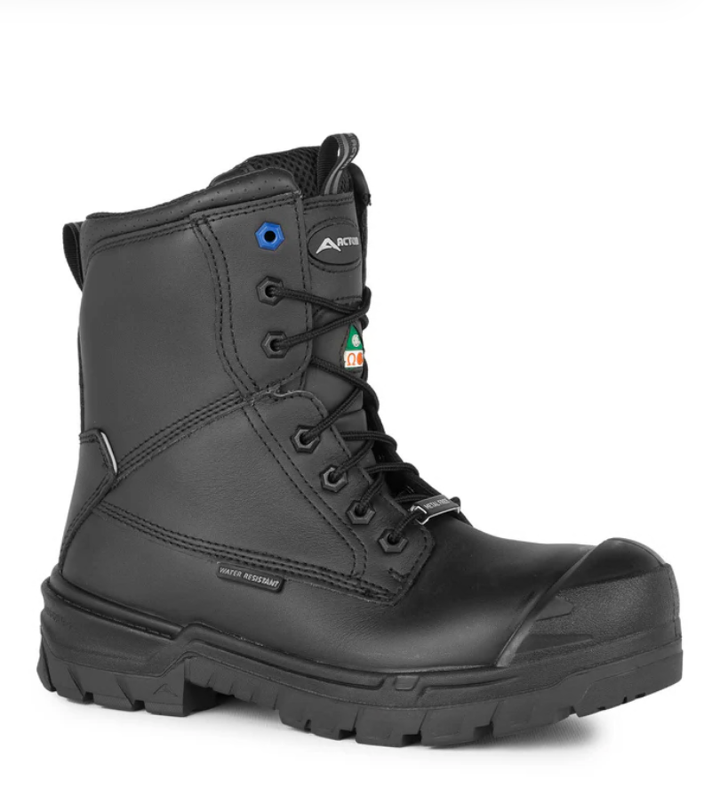 G3M, Noir, Bottes de travail 8" en cuir, semelle antidérapante