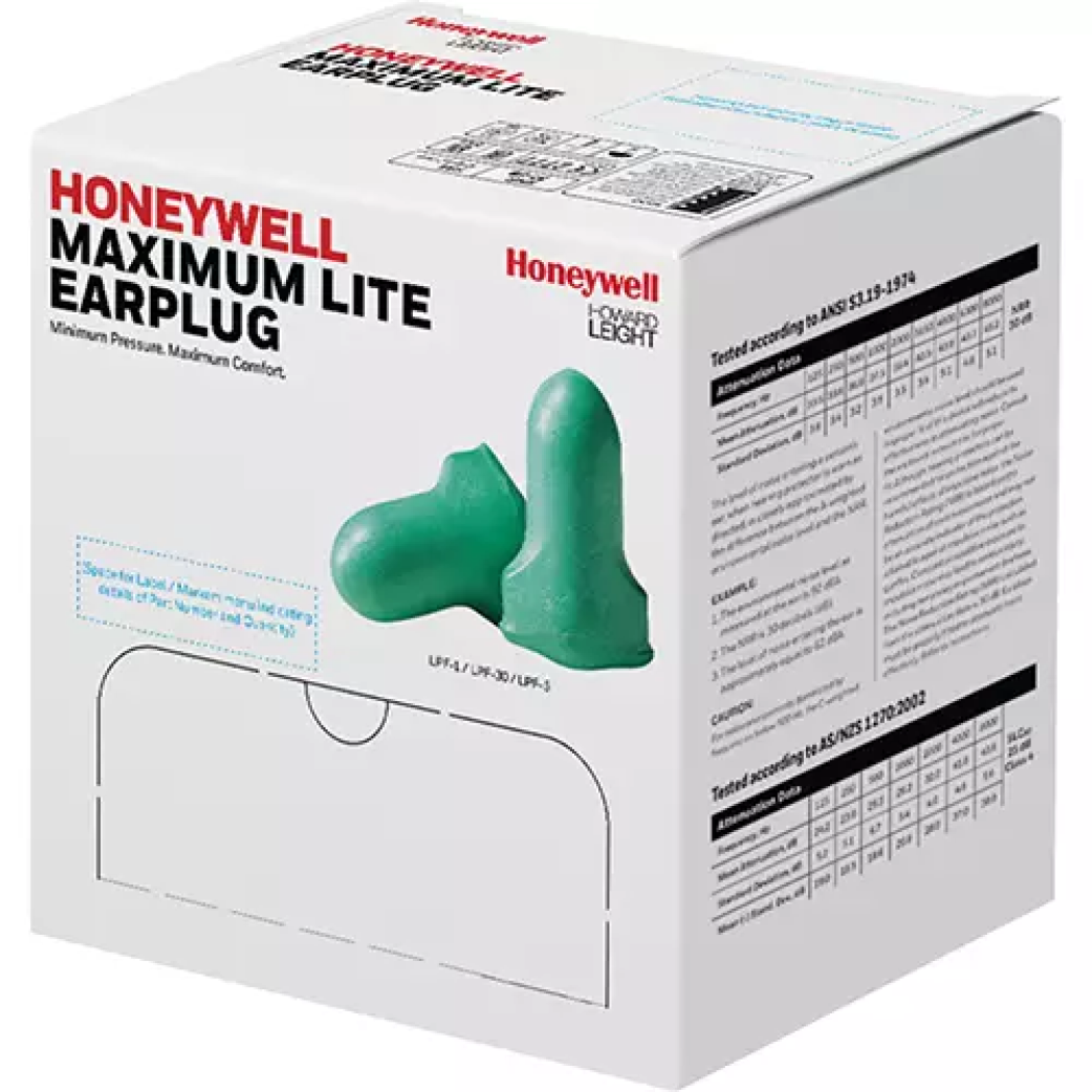 Boite de 200 pairres de bouchons d'oreilles en mousse à basse pression Maximum Lite de Howard Leight, Vrac