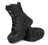 PF6003, bottes de travail 8" en cuir imperméable, sans métal pour femme, noir