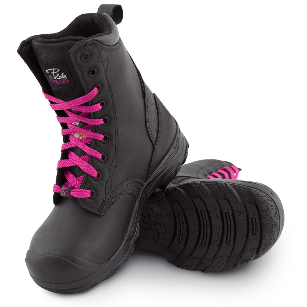 PF642 Noir, bottes  de travail 8" en cuir, membrane imperméable pour femme