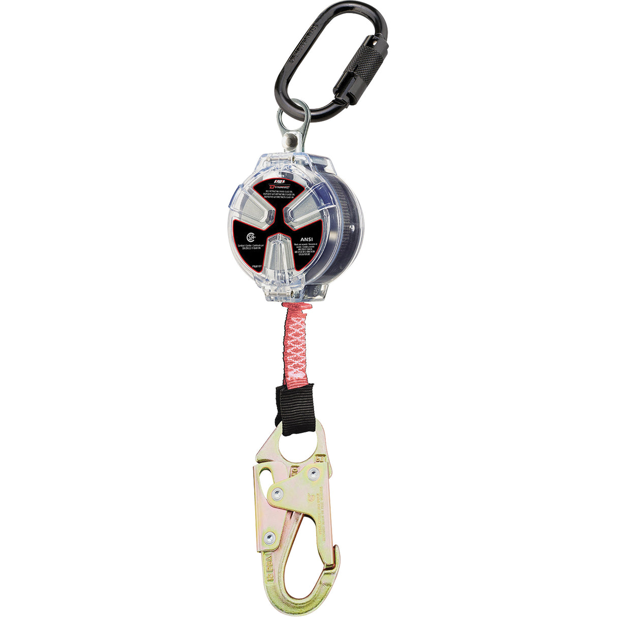 Cordage de sécurité autorétractable avec petit mousqueton Dynamic, Polyester, Pivotant