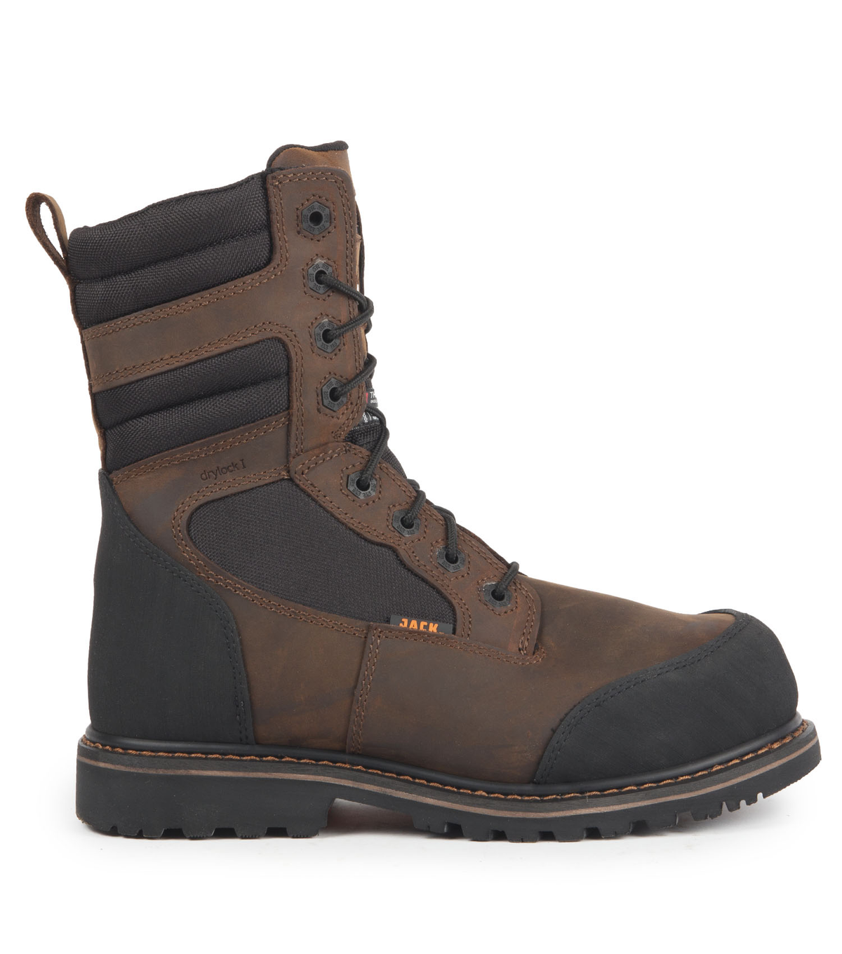 Whiskey Jack, brun, bottes  de travail 8'' imperméables cuir et nylon