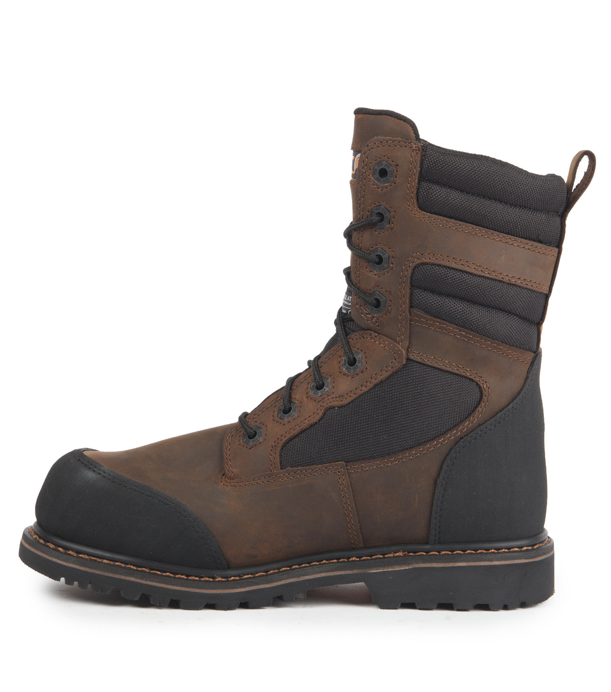 Whiskey Jack, brun, bottes  de travail 8'' imperméables cuir et nylon