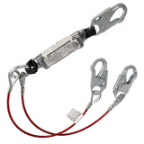 Câble d'acier à double jambe fixe Y-Lanyard avec absorption d'énergie et trois connecteurs snap hook - 1.25"