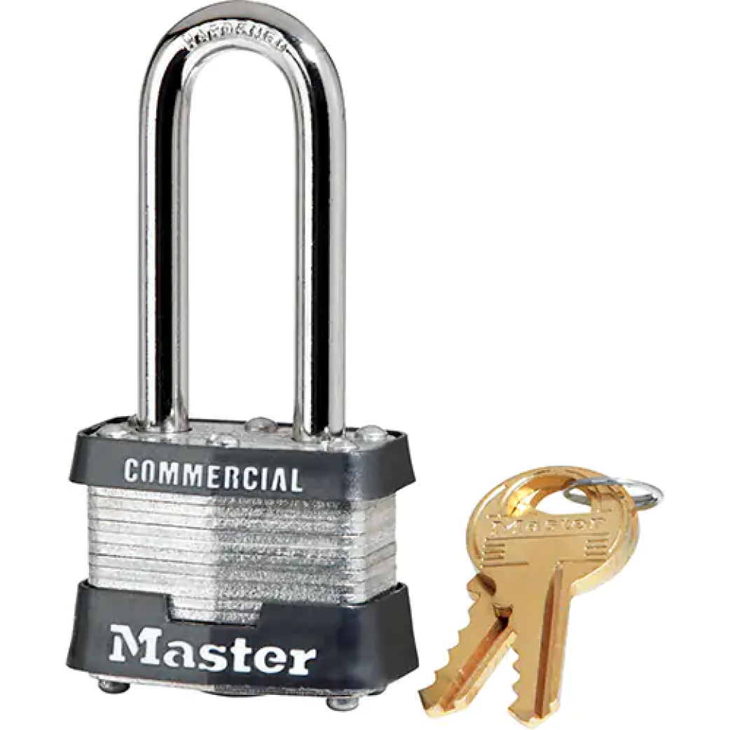 Cadenas commercial, clés différentes, acier laminé, largeur de 1-9/16"