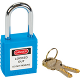 Verrouillage pour les consignations, cadenas de sécurité, clés différentes, thermoplastique, largeur de 1-1/2", Rouge