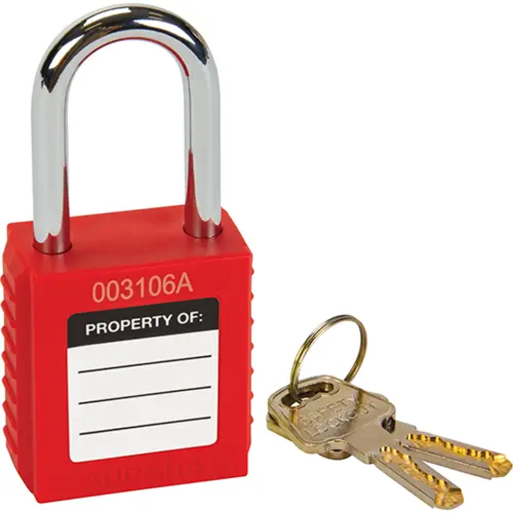 Verrouillage pour les consignations, cadenas de sécurité, clés différentes, thermoplastique,