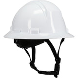 Casque de sécurité à bord complet Kilimanjaro de type II avec coquille en PEHD. suspension textile à 4 points. réglage à cliquet et mentonnière à 4 points