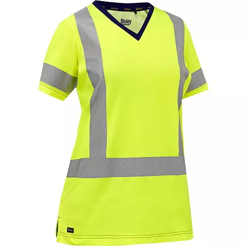 Chemise à manches courtes et X au dos Bisley  pour femmes, Poly-coton, Jaune lime haute visibilité